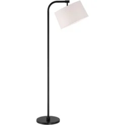 360 Lighting Serra Modern Art Deco 64" Tall Standing Floor Lamp Curved Chairside Arc Offset Arm Foot Switch Black Metal Living Room Bedroom House -360 Lighting GUEST e23005bb cbb7 4193 84dd ff58b1d34aeb