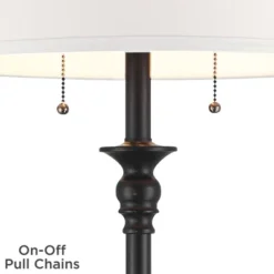 360 Lighting Spenser Traditional 58" Tall Standing Floor Lamp Skinny Pole Pull Chain Satin Black Metal Living Room Bedroom House Reading Office -360 Lighting GUEST e2394c25 f1ea 4288 ab9e b54a301b8694