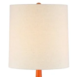 360 Lighting Andi Modern Mid Century Table Lamps 24 1/2" High Set Of 2 Hammered Brown Ceramic Red Oak Off White Shade For Bedroom Living Room Desk -360 Lighting GUEST e442a153 5440 47fd 85e5 34327ee5ac37