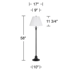 360 Lighting Dyna Traditional 58" Tall 2-Light Standing Floor Lamp Skinny Pole Pull Chain Black Finish Living Room Bedroom Knife Pleated White Shade -360 Lighting GUEST e4b875f0 2a1e 4adf 9305 5ac24e363bfc