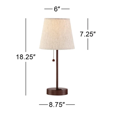 360 Lighting Justin Modern Accent Table Lamps 18 1/4" High Set Of 2 Marbled Bronze Metal With USB Charging Ports Oatmeal Drum Shade For Bedroom Desk 7 360 Lighting Justin Modern Accent Table Lamps 18 1/4" High Set Of 2 Marbled Bronze Metal With USB Charging Ports Oatmeal Drum Shade For Bedroom Desk - Image 5