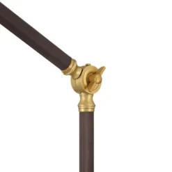 360 Lighting Colborne 28" Tall Mid Century Modern Desk Lamp USB Port Gold Brown Leather Wrap Brass Metal Single Home Office Living Room Charging -360 Lighting GUEST e673adf2 ad34 4f02 a44e adac04d77f77