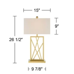 360 Lighting Claudia 26 1/2" Tall Open Metal Base Modern Glam Luxury Table Lamps Set Of 2 Gold Finish White Shade Living Room Bedroom Bedside -360 Lighting GUEST e783984b 0b2e 4674 ac99 f63104cbf2ec