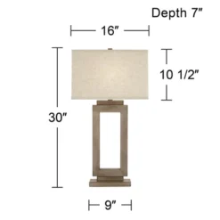 360 Lighting Rustic Farmhouse Table Lamp 30" Tall Sand Metal Open Window Oatmeal Fabric Rectangular Shade For Bedroom Living Room Bedside House Home -360 Lighting GUEST e82af576 48f8 4ba7 866b 4bda0d5deeb9
