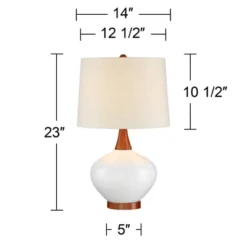 360 Lighting Brice 23" High Small Mid Century Modern Accent Table Lamps Set Of 2 Ivory Wood Ceramic Living Room Bedroom Bedside Off-White Shade -360 Lighting GUEST e83f21b8 02df 413a bcaa b60de96f1854 1