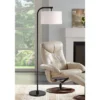360 Lighting Serra Modern Art Deco 64" Tall Standing Floor Lamp Curved Chairside Arc Offset Arm Foot Switch Black Metal Living Room Bedroom House -360 Lighting GUEST e8e55576 85a9 4de2 b808 b2d9a3a83d25