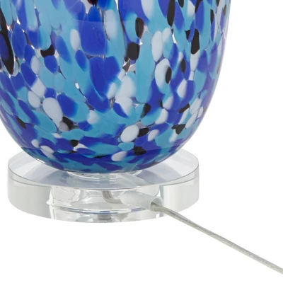 360 Lighting Marnie Modern Coastal Table Lamp 28" Tall Blue Art Glass White Fabric Drum Shade For Bedroom Living Room Bedside Nightstand Office House 8 360 Lighting Marnie Modern Coastal Table Lamp 28" Tall Blue Art Glass White Fabric Drum Shade For Bedroom Living Room Bedside Nightstand Office House - Image 6