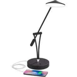360 Lighting Modern Desk Table Lamp With USB Charging Port LED 20" High Satin Black Metal Adjustable Arm For Bedroom Office -360 Lighting GUEST e979832e 84f0 4e8a a0a2 d4593310e319