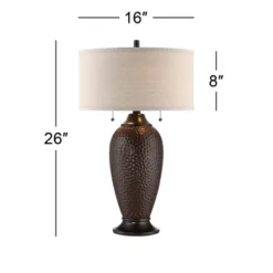 360 Lighting Cody 26" High Industrial Farmhouse Rustic Table Lamps Set Of 2 WiFi Smart Socket Pull Chain Oiled Bronze Finish Living Room Oatmeal Shade -360 Lighting GUEST e983f3c1 2a28 4be6 bdf0 b76bfd739914 1