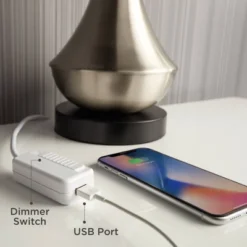 360 Lighting Modern Table Lamp With USB Charging Port 20.5" High Green Ribbed Ceramic Oatmeal Fabric Drum Shade For Bedroom Desk (Color May Vary) -360 Lighting GUEST ebc0f417 de2e 4349 b9ed c3ead5843cdf