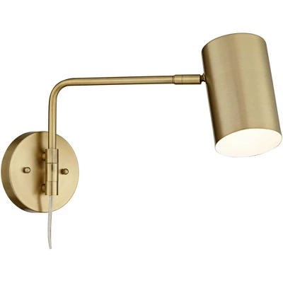 360 Lighting Carla Modern Swing Arm Wall Lamps Set Of 2 Brushed Brass Plug-in Light Fixture Up Down Cylinder Shade For Bedroom Bedside Living Room 6 360 Lighting Carla Modern Swing Arm Wall Lamps Set Of 2 Brushed Brass Plug-in Light Fixture Up Down Cylinder Shade For Bedroom Bedside Living Room - Image 4