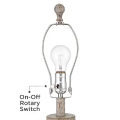 360 Lighting Jordanna 26" High Candlestick Farmhouse Rustic Country Cottage Table Lamps Set Of 2 USB Port White Distressed Finish Living Room Charging -360 Lighting GUEST ec468bb6 eb63 4346 a54b 2c012ea1dacf