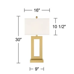 360 Lighting Marshall Modern Table Lamp 30" Tall Gold Open Base Oatmeal Rectangular Shade For Bedroom Living Room Bedside Nightstand Office House Home 12 360 Lighting Marshall Modern Table Lamp 30" Tall Gold Open Base Oatmeal Rectangular Shade For Bedroom Living Room Bedside Nightstand Office House Home -360 Lighting GUEST ec615450 c163 4b94 b59a d9ae3593a340
