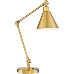 360 Lighting Wray Modern Desk Lamp 26 3/4" High Warm Brass Metal With USB Charging Port Adjustable Arm Head For Bedroom Living Room Bedside House Home -360 Lighting GUEST edb72b93 7a76 48d6 824f f0269835744d