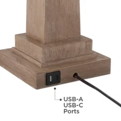 360 Lighting Sienna 29 3/4" Tall Farmhouse Rustic Country Cottage End Table Lamps Set Of 2 USB Port Brown Faux Wood Finish Living Room Charging -360 Lighting GUEST ee826981 4076 498b 88fe ec43892d52be