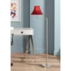 360 Lighting Modern Swing Arm Floor Lamp 60.5" Tall Brushed Nickel Red Silk Dupioni Bell Shade For Living Room Reading Bedroom Office -360 Lighting GUEST eee607a7 d661 45ca 8248 bf1ae48f3698