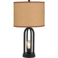 360 Lighting Marcel Industrial Table Lamps 24 1/4" High Set Of 2 Black Metal With USB Port LED Nightlight Peanut Shade For Bedroom Living Room Desk -360 Lighting GUEST efab8c84 67d6 4576 b684 c2dd32e1294a