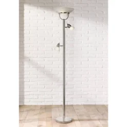 360 Lighting 26 360 Lighting 3 In 1 Modern Torchiere Floor Lamp With Side Lights 70" Tall Brushed Nickel White Glass Shades For Living Room Reading Bedroom House Home