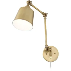 360 Lighting Mendes Modern Swing Arm Wall Lamps Set Of 2 Brass Gold Plug-in Light Fixture Metal Shade For Bedroom Bedside Living Room Reading House -360 Lighting GUEST f0c7f3a1 8c3a 4385 9a0f fcb219c946b4