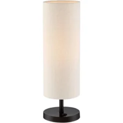 360 Lighting Heyburn Modern Accent Table Lamps 20" High Set Of 2 Bronze With USB And AC Power Outlet In Base Oatmeal Cylinder Shade For Bedroom Desk -360 Lighting GUEST f1189276 6e52 4c63 a703 b617274caf0b