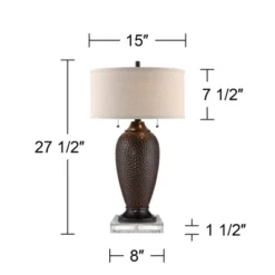 360 Lighting Cody Rustic Farmhouse Table Lamps Set Of 2 With Square Risers 27 1/2" Tall Oiled Bronze Hammered Oatmeal Drum Shade For Bedroom Bedside 8 360 Lighting Cody Rustic Farmhouse Table Lamps Set Of 2 With Square Risers 27 1/2" Tall Oiled Bronze Hammered Oatmeal Drum Shade For Bedroom Bedside -360 Lighting GUEST f1b4aef0 5227 459f 8613 dee6479917c0