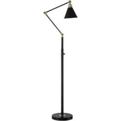 360 Lighting Wray Mid Century Modern 61" Tall Standing Floor Lamps Set Of 2 Lights Task Adjustable Black Metal Antique Brass Finish Living Room House -360 Lighting GUEST f296ceca f31b 4c33 9683 29892670f25a