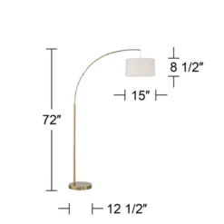 360 Lighting Modern Arc Floor Lamp With USB Charging Port 72" Tall Brass White Linen Drum Shade For Living Room Reading House Home -360 Lighting GUEST f30622a4 7f20 487f 843d c7873bd8ec4b 1