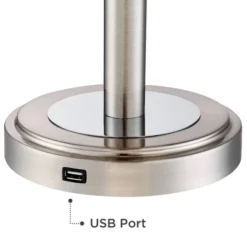 360 Lighting Camile Modern Table Lamps 25" High Set Of 2 Brushed Nickel With Table Top Dimmers USB Charging Port Off White Drum Shade For Office Desk -360 Lighting GUEST f436b9cc 0a81 48d9 8178 4c9b9dea41c3