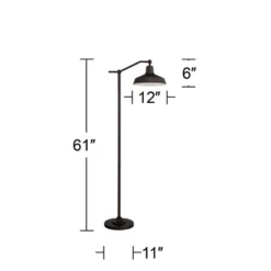 360 Lighting Rustic Downbridge Floor Lamp With USB Charging Port 61" Tall Satin Bronze Metal Dome Shade Living Room Reading House -360 Lighting GUEST f5a31972 b9ff 455c b9c3 53c0266bc766 1