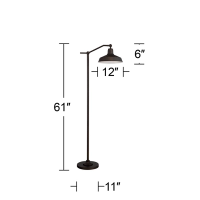 360 Lighting Kayne Farmhouse Rustic 61" Tall Standing Floor Lamps Set Of 2 Lights Downbridge Task Adjustable Foot Switch Brown Satin Bronze Finish 5 360 Lighting Kayne Farmhouse Rustic 61" Tall Standing Floor Lamps Set Of 2 Lights Downbridge Task Adjustable Foot Switch Brown Satin Bronze Finish - Image 3