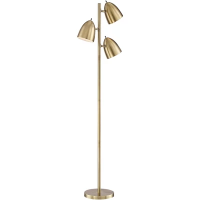 360 Lighting Aaron Mid Century Modern Tree Floor Lamp 64" Tall Aged Brass 3 Light Adjustable Dome Shade For Living Room Reading Bedroom Office House 6 360 Lighting Aaron Mid Century Modern Tree Floor Lamp 64" Tall Aged Brass 3 Light Adjustable Dome Shade For Living Room Reading Bedroom Office House - Image 4