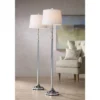 360 Lighting Montrose Modern Floor Lamps 61" Tall Set Of 2 Polished Steel Crystal Glass White Fabric Drum Shade For Living Room Bedroom Office House -360 Lighting GUEST f6fd0589 cae6 4525 987c 6da0c07690e7