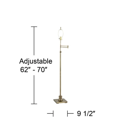 360 Lighting Traditional Floor Lamp Swing Arm 70" Tall Antique Brass Imperial Taupe Fabric Bell Shade For Living Room Reading Bedroom 7 360 Lighting Traditional Floor Lamp Swing Arm 70" Tall Antique Brass Imperial Taupe Fabric Bell Shade For Living Room Reading Bedroom - Image 5