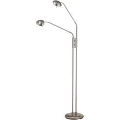 360 Lighting Casper Traditional Pharmacy Floor Lamp 63" Tall Brushed Nickel 2-Light LED Adjustable Arm Swivel Head For Living Room Bedroom -360 Lighting GUEST f82a98dc 4c2c 4fd5 bbb8 103d49db8c2c