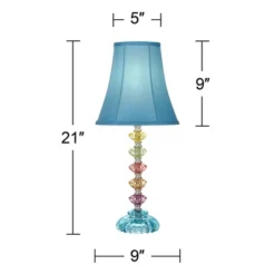 360 Lighting Bohemian 21" High Small Modern Accent Table Lamps Set Of 2 Multi-Color Stacked Glass Blue Shade Living Room Bedroom Bedside Nightstand -360 Lighting GUEST f86f11e7 c953 4edb ae46 1a0143250259