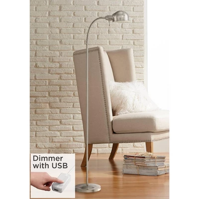 360 Lighting Modern Task Floor Lamp With USB Charging Port 61" Tall Satin Nickel Adjustable Gooseneck Arm For Living Room Reading 3 360 Lighting Modern Task Floor Lamp With USB Charging Port 61" Tall Satin Nickel Adjustable Gooseneck Arm For Living Room Reading