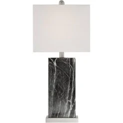 360 Lighting Connie Modern Table Lamps Set Of 2 With White Marble Riser 25" High Black Faux Marble USB Charging Port White Rectangular Shade For Desk -360 Lighting GUEST f8f54766 e697 4cb5 8e7c b9b55bfc3312 1