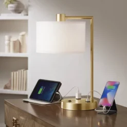 360 Lighting Colby Antique Gold Desk Lamps With Outlet And USB Port Set Of 2 -360 Lighting GUEST fb9fc1fe 388f 44d7 825c 6da7e7393c29