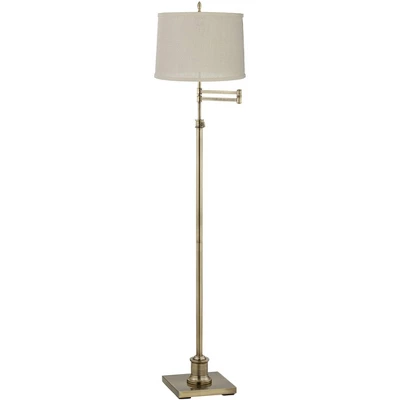 360 Lighting Modern Swing Arm Floor Lamp Adjustable Height 70" Tall Antique Brass Cream Burlap Drum Shade For Living Room Reading Bedroom 3 360 Lighting Modern Swing Arm Floor Lamp Adjustable Height 70" Tall Antique Brass Cream Burlap Drum Shade For Living Room Reading Bedroom