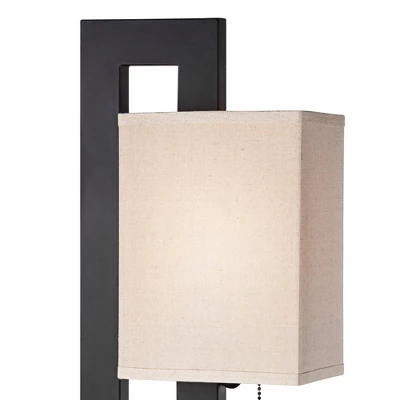 360 Lighting Modern Accent Table Lamps 20.5" High Set Of 2 Espresso Bronze Metal Open Rectangular Oatmeal Box Shade For Living Room Family 4 360 Lighting Modern Accent Table Lamps 20.5" High Set Of 2 Espresso Bronze Metal Open Rectangular Oatmeal Box Shade For Living Room Family - Image 2