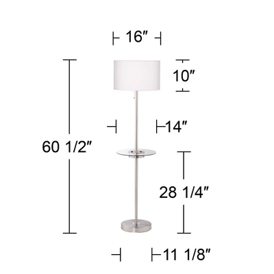 360 Lighting Caper Modern Floor Lamps With Tray Table 60 1/2" Tall Set Of 2 Brushed Nickel USB And Outlet Off White Fabric Drum Shade For Living Room 10 360 Lighting Caper Modern Floor Lamps With Tray Table 60 1/2" Tall Set Of 2 Brushed Nickel USB And Outlet Off White Fabric Drum Shade For Living Room - Image 8